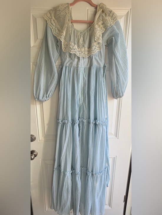 Gunne Sax Dresses & Skirts - VINTAGE GUNNE SAX LIGHT BLUE PRAIRIE MAXI DRESS LACE BOHO COTTAGECORE WEDDING